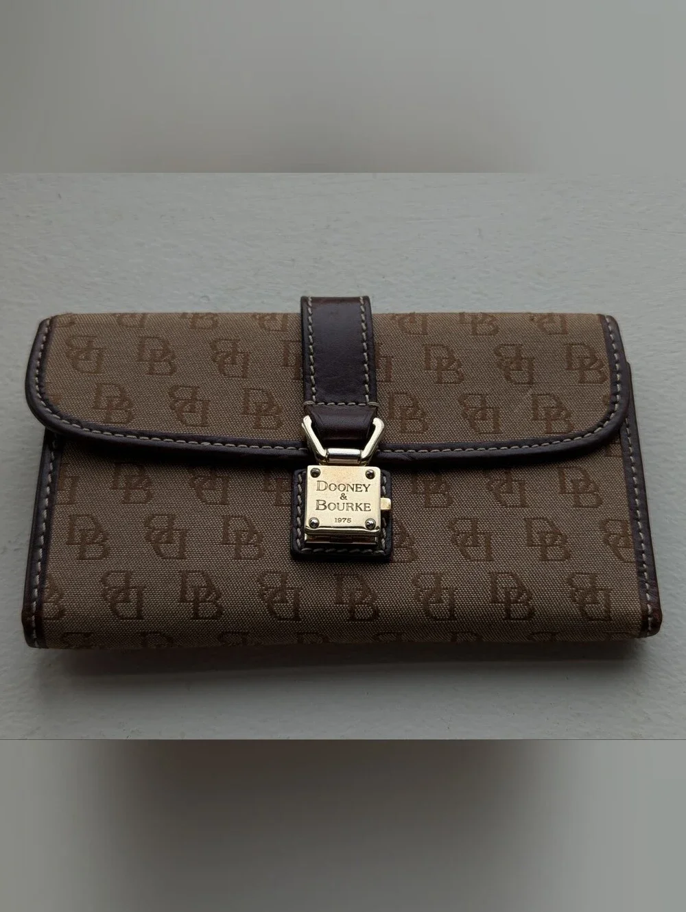Dooney & Bourke Brown Signature Clutch Wallet